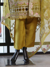 Paisley Khombi Embroidered Organza Suits Stitched 3 Piece - KB25FP 141 MUSTARD